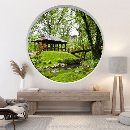 Optical Illusions Round Arch Wall Sticker - Garden