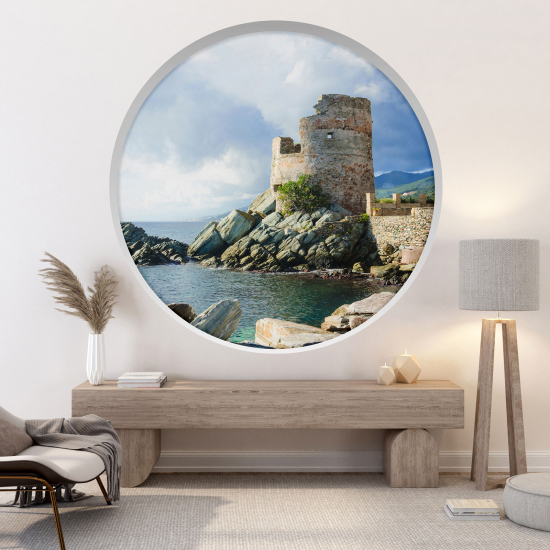 Optical Illusions Round Arch Wall Sticker - Genoese tower