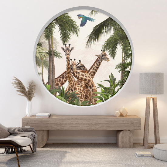 Optical Illusions Round Arch Wall Sticker - Giraffes