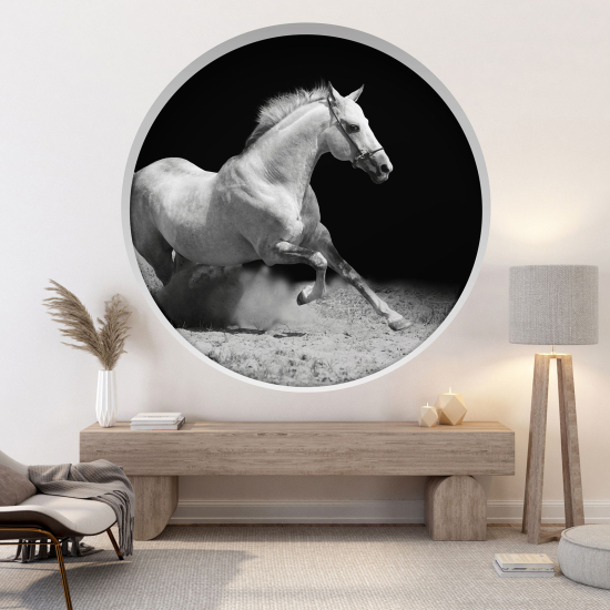 Optical Illusions Round Arch Wall Sticker - Horse