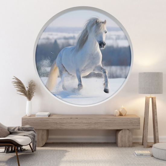 Optical Illusions Round Arch Wall Sticker - Horse