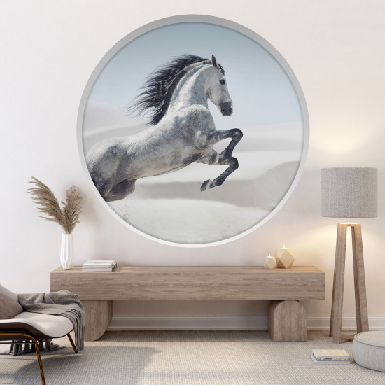 Optical Illusions Round Arch Wall Sticker - Horse