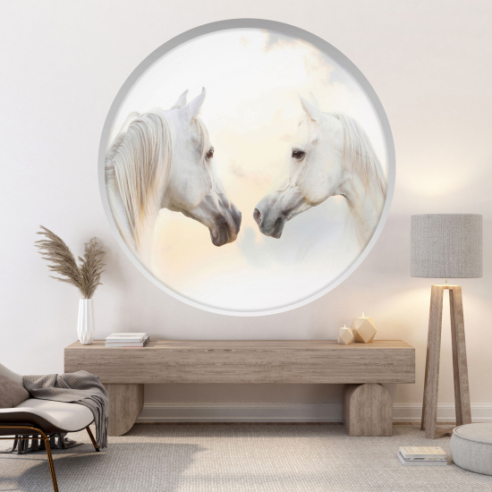 Optical Illusions Round Arch Wall Sticker - Horses