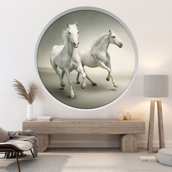 Optical Illusions Round Arch Wall Sticker - Horses