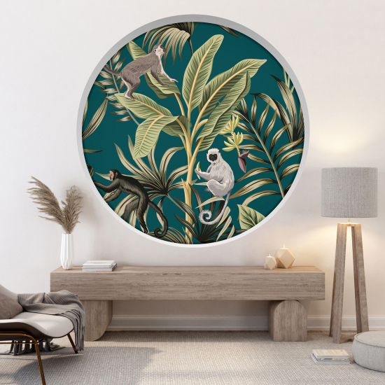 Optical Illusions Round Arch Wall Sticker - Jungle