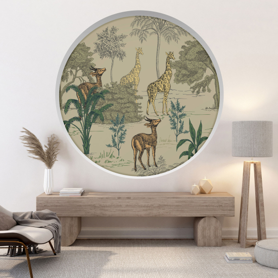 Optical Illusions Round Arch Wall Sticker - Jungle Animals