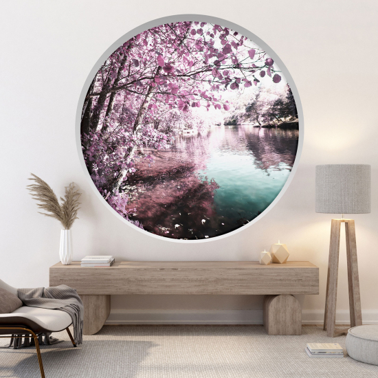 Optical Illusions Round Arch Wall Sticker - Lake