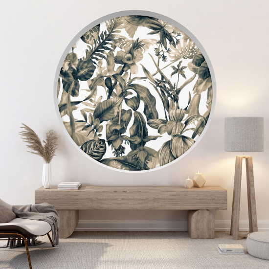 Optical Illusions Round Arch Wall Sticker - Leaves