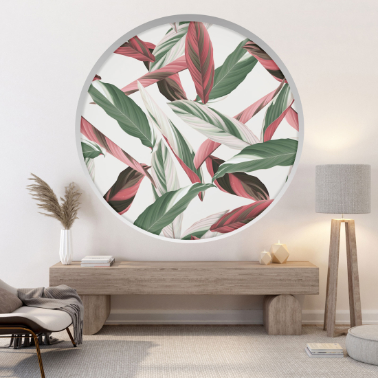 Optical Illusions Round Arch Wall Sticker - Leaves