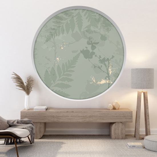 Optical Illusions Round Arch Wall Sticker - Leaves