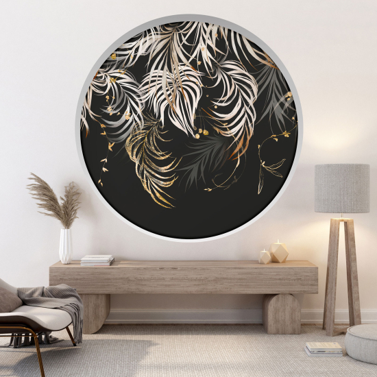 Optical Illusions Round Arch Wall Sticker - Leaves