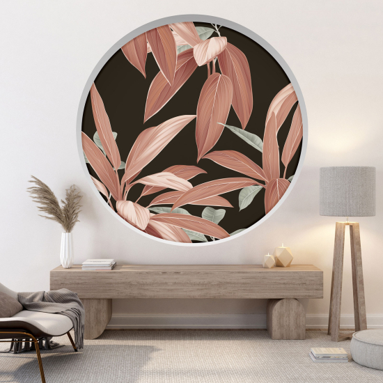 Optical Illusions Round Arch Wall Sticker - Leaves