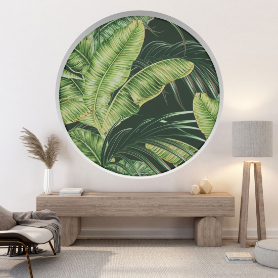 Optical Illusions Round Arch Wall Sticker - Leaves