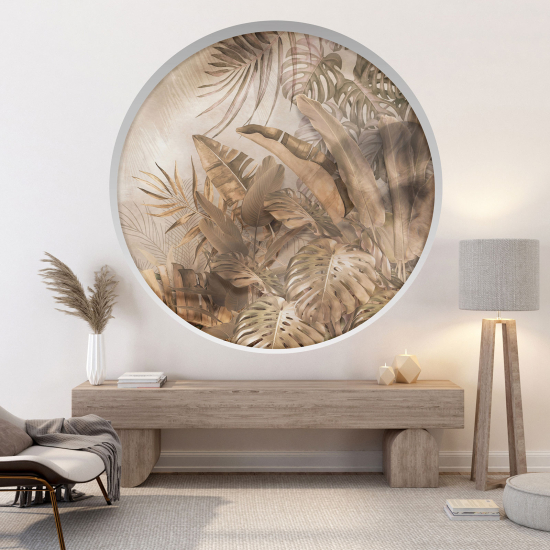 Optical Illusions Round Arch Wall Sticker - Leaves