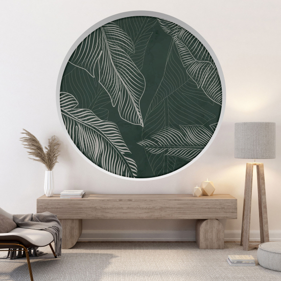 Optical Illusions Round Arch Wall Sticker - Leaves