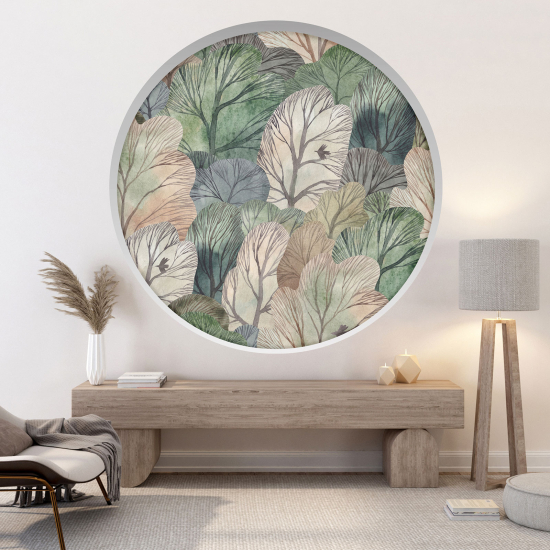 Optical Illusions Round Arch Wall Sticker - Leaves