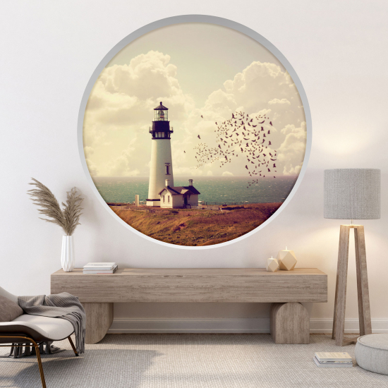 Optical Illusions Round Arch Wall Sticker - Lighthouse