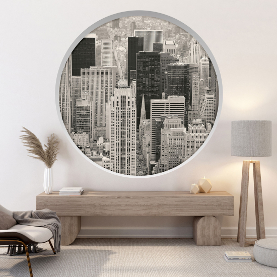 Optical Illusions Round Arch Wall Sticker - New York