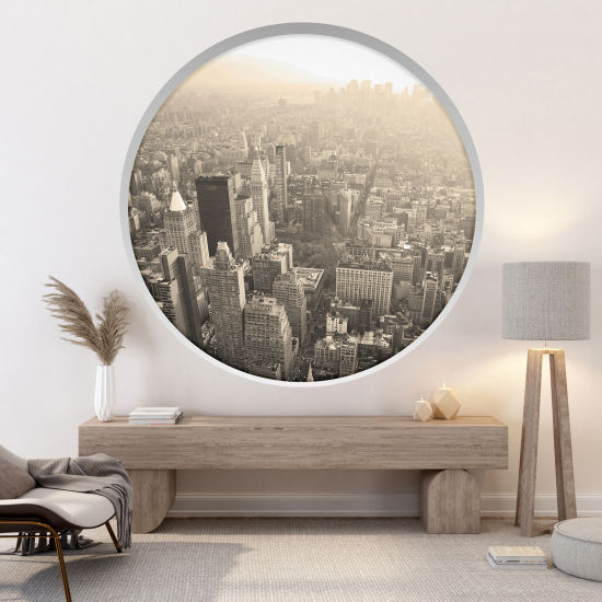 Optical Illusions Round Arch Wall Sticker - New York