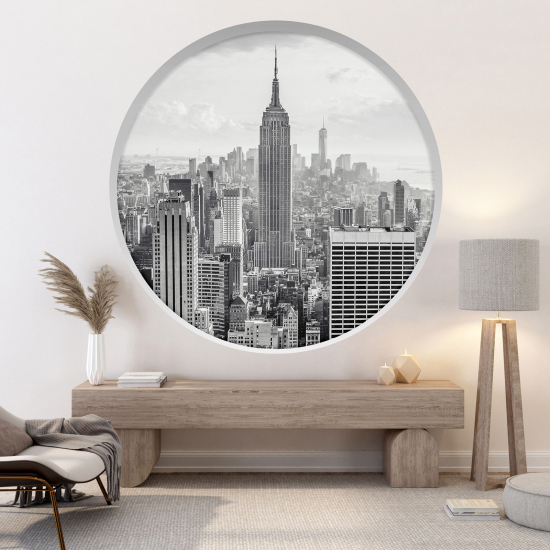 Optical Illusions Round Arch Wall Sticker - New York