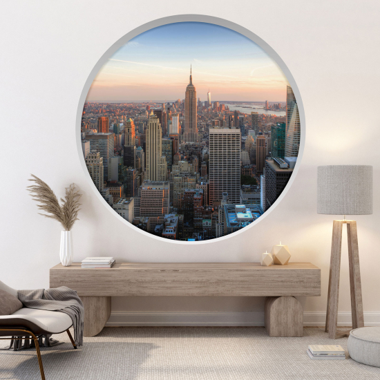 Optical Illusions Round Arch Wall Sticker - New York