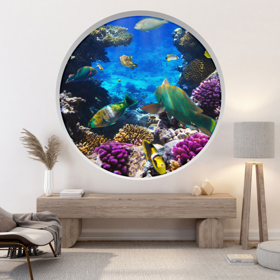 Optical Illusions Round Arch Wall Sticker - Ocean