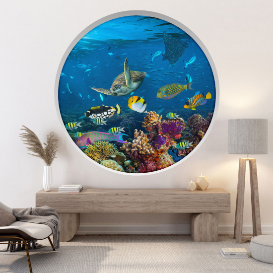 Optical Illusions Round Arch Wall Sticker - Ocean