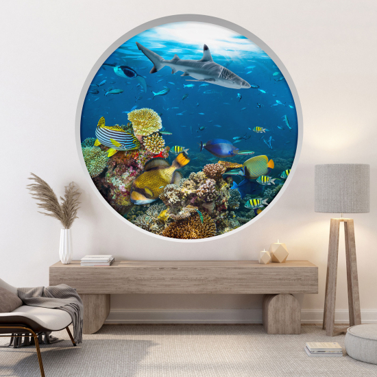 Optical Illusions Round Arch Wall Sticker - Ocean