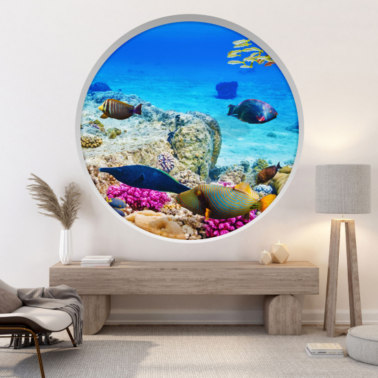 Optical Illusions Round Arch Wall Sticker - Ocean