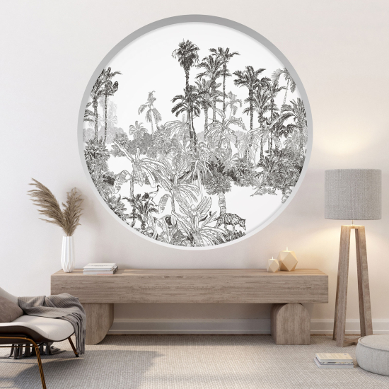 Optical Illusions Round Arch Wall Sticker - Palm trees