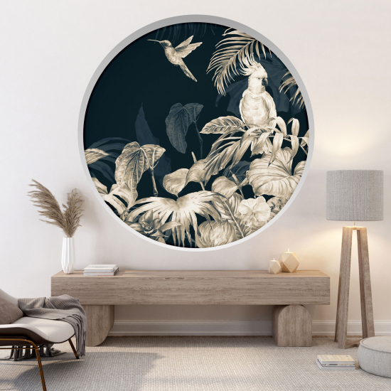 Optical Illusions Round Arch Wall Sticker - Parrot