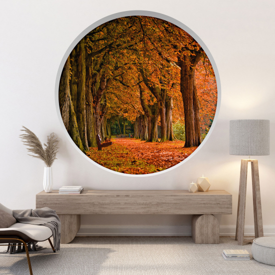 Optical Illusions Round Arch Wall Sticker - Path in the forest