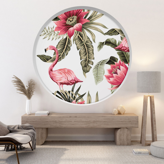 Optical Illusions Round Arch Wall Sticker - Pink Flamingo