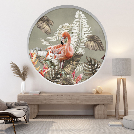 Optical Illusions Round Arch Wall Sticker - Pink Flamingo