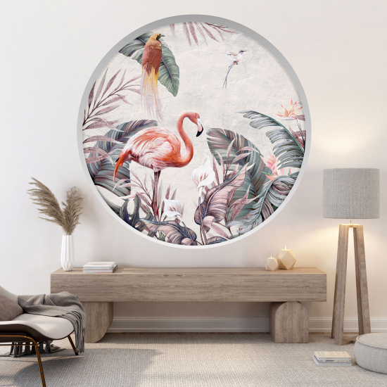 Optical Illusions Round Arch Wall Sticker - Pink Flamingo