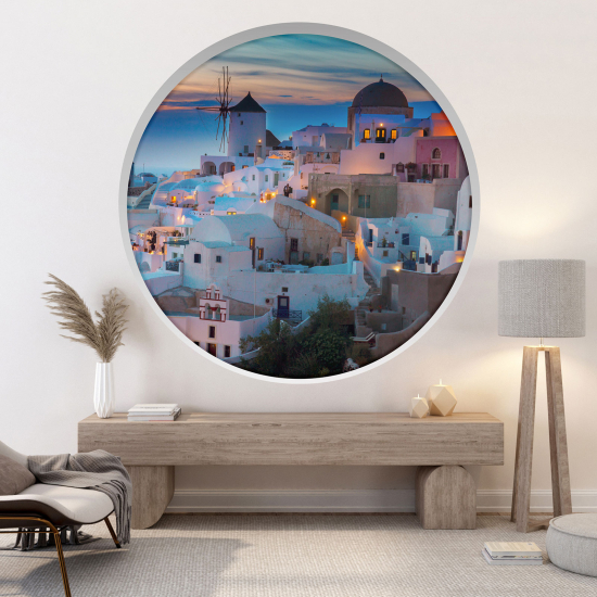 Optical Illusions Round Arch Wall Sticker - Santorini