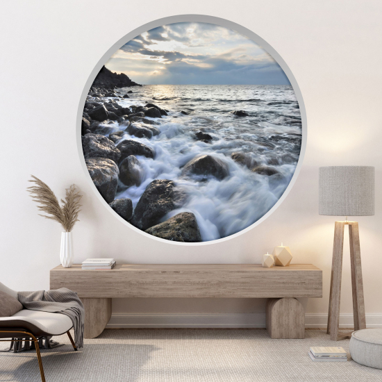 Optical Illusions Round Arch Wall Sticker - Sea