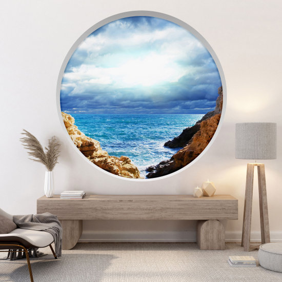 Optical Illusions Round Arch Wall Sticker - Sea View