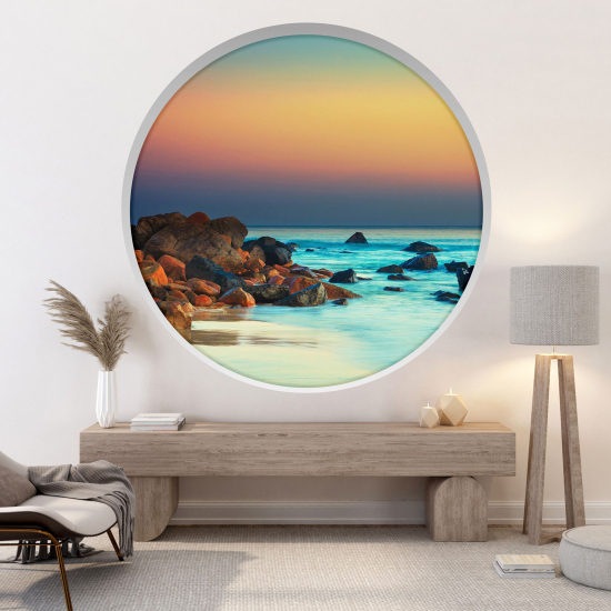 Optical Illusions Round Arch Wall Sticker - Sea view