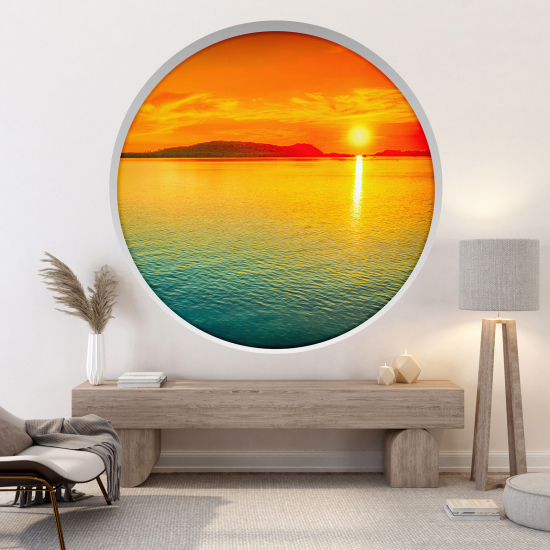 Optical Illusions Round Arch Wall Sticker - Sea view