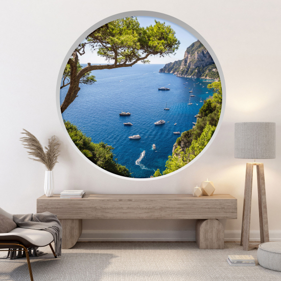 Optical Illusions Round Arch Wall Sticker - Sea view