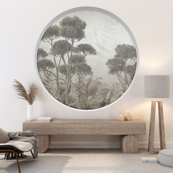 Optical Illusions Round Arch Wall Sticker - Trees forests