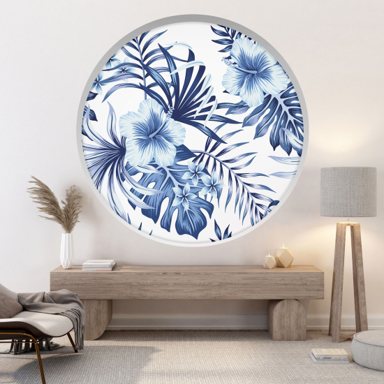 Optical Illusions Round Arch Wall Sticker - Tropical Flowers