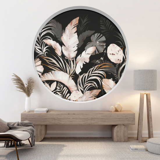 Optical Illusions Round Arch Wall Sticker - Tropical Flowers