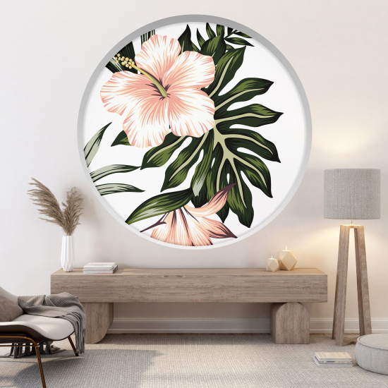 Optical Illusions Round Arch Wall Sticker - Tropical Flowers