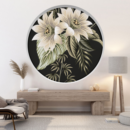 Optical Illusions Round Arch Wall Sticker - Tropical Flowers