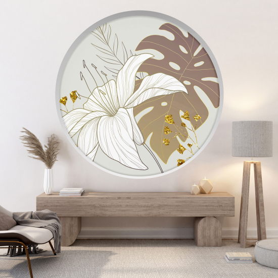 Optical Illusions Round Arch Wall Sticker - Tropical Flowers