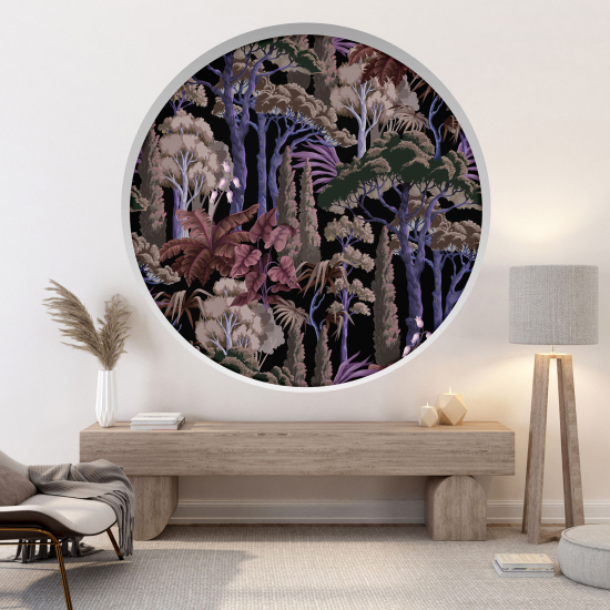 Optical Illusions Round Arch Wall Sticker - Tropical Forest