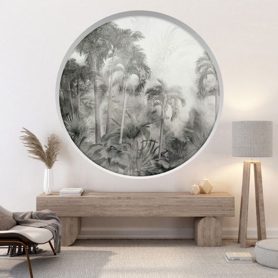 Optical Illusions Round Arch Wall Sticker - Tropical Forest