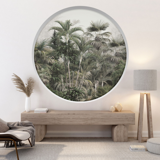 Optical Illusions Round Arch Wall Sticker - Tropical Forest